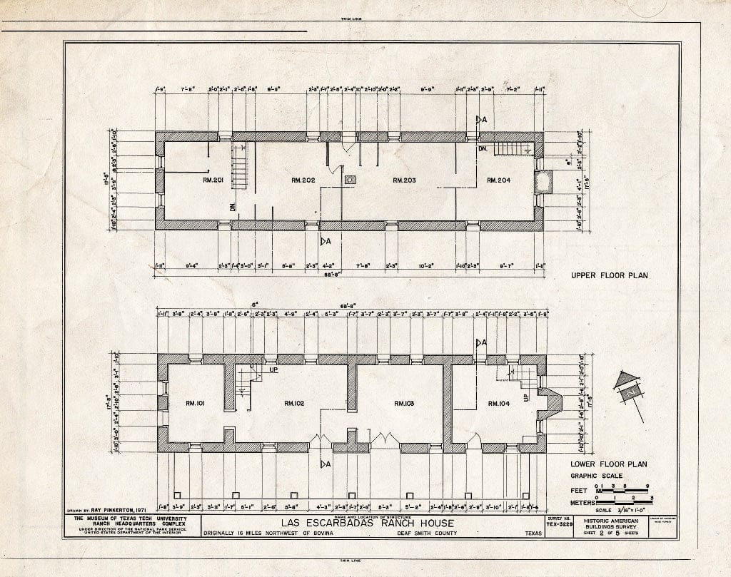Blueprint HABS TEX,59-BOVI.V,1- (Sheet 2 of 5) - Las Escarbadas Ranch House, Tierra Blanca Draw, Bovina, Parmer County, TX