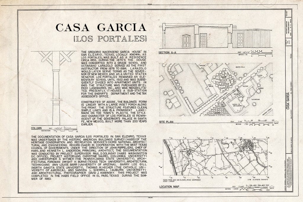 Blueprint HABS TEX,71-SANEL,2- (Sheet 1 of 4) - Gregorio Garcia House, North Side of San Elizario Street, San Elizario, El Paso County, TX