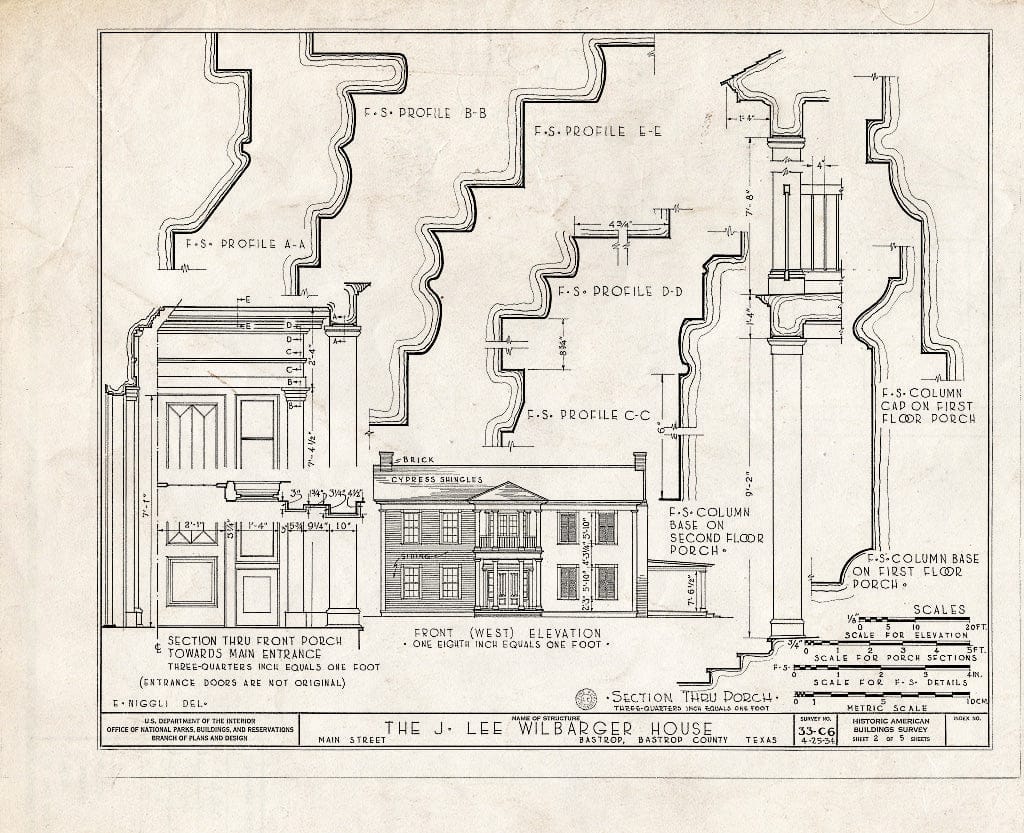Blueprint HABS TEX,11-Bast,2- (Sheet 2 of 5) - Wilbarger House, 1403 North Main Street, Bastrop, Bastrop County, TX
