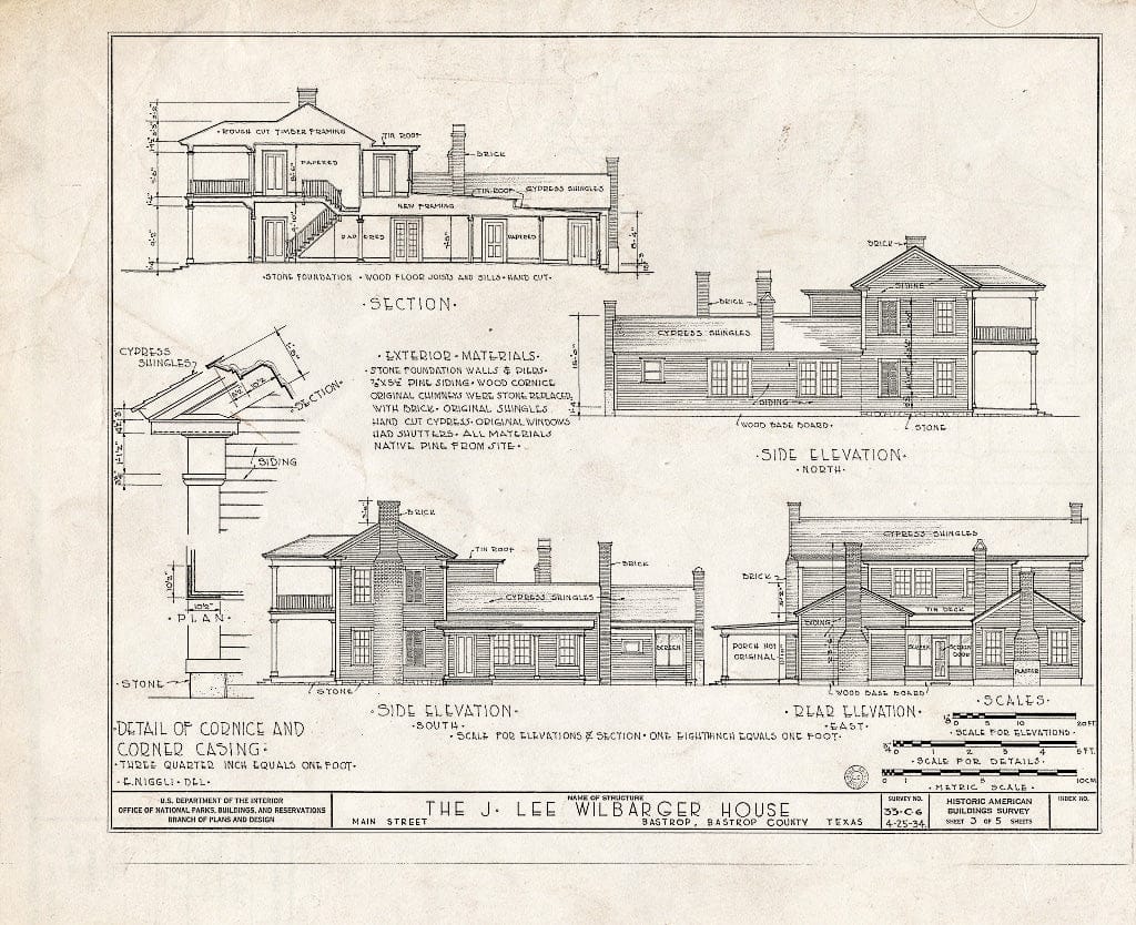 Blueprint HABS TEX,11-Bast,2- (Sheet 3 of 5) - Wilbarger House, 1403 North Main Street, Bastrop, Bastrop County, TX