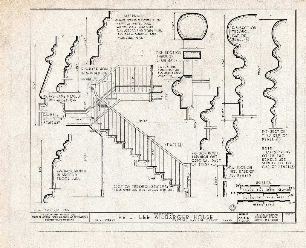 Blueprint HABS TEX,11-Bast,2- (Sheet 5 of 5) - Wilbarger House, 1403 North Main Street, Bastrop, Bastrop County, TX