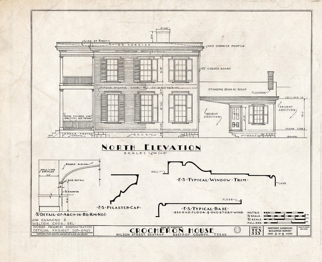 Blueprint HABS TEX,11-Bast,3- (Sheet 5 of 8) - Henry Crocheron House, 1502 Wilson Street, Bastrop, Bastrop County, TX