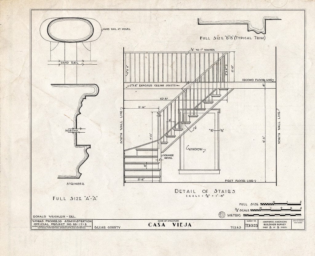 Blueprint HABS TEX,15-,1- (Sheet 5 of 5) - Casa Vieja, Blue Wing Road, San Antonio, Bexar County, TX