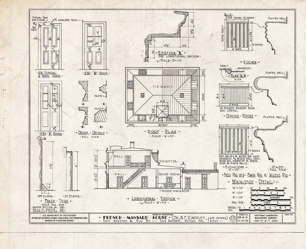 Blueprint HABS TEX,15-SANT,3- (Sheet 3 of 7) - Dr. D. B. F. Kingsley House, 408 Elm Street, San Antonio, Bexar County, TX