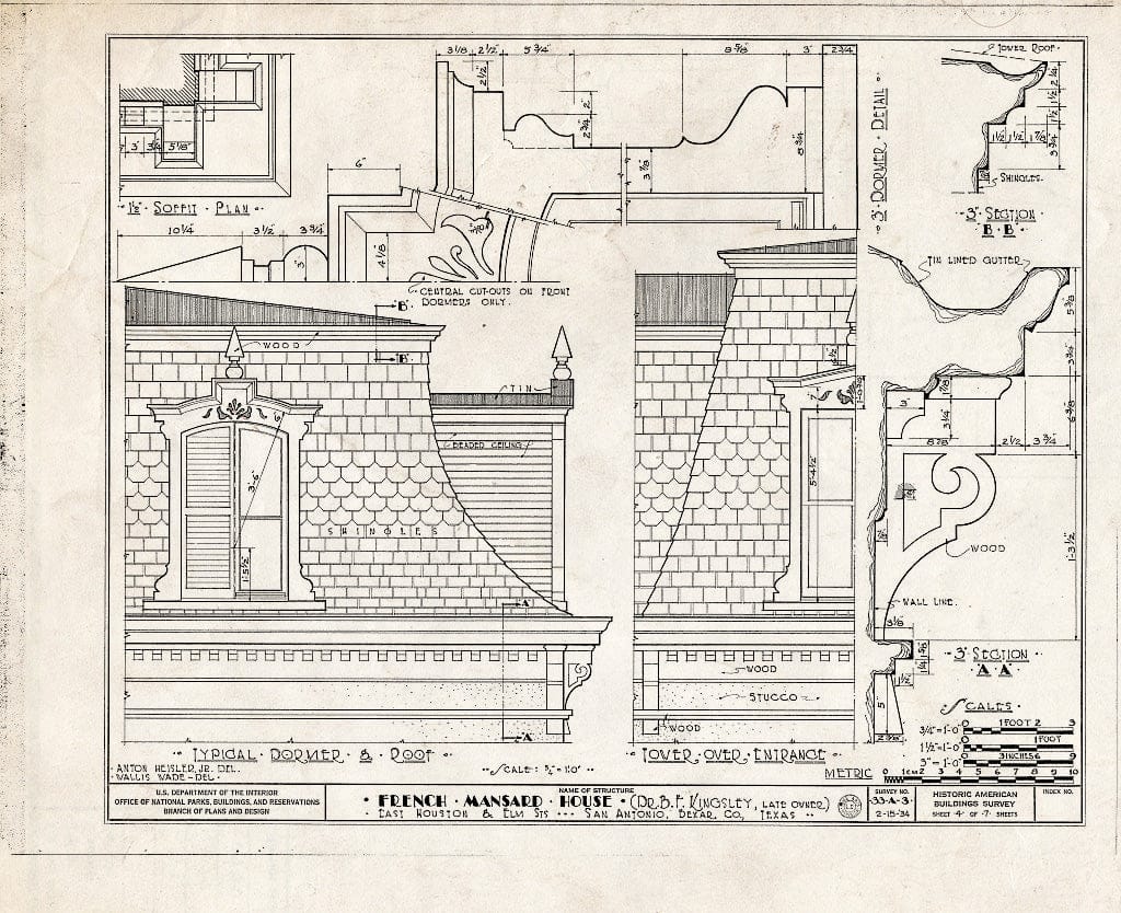 Blueprint HABS TEX,15-SANT,3- (Sheet 4 of 7) - Dr. D. B. F. Kingsley House, 408 Elm Street, San Antonio, Bexar County, TX