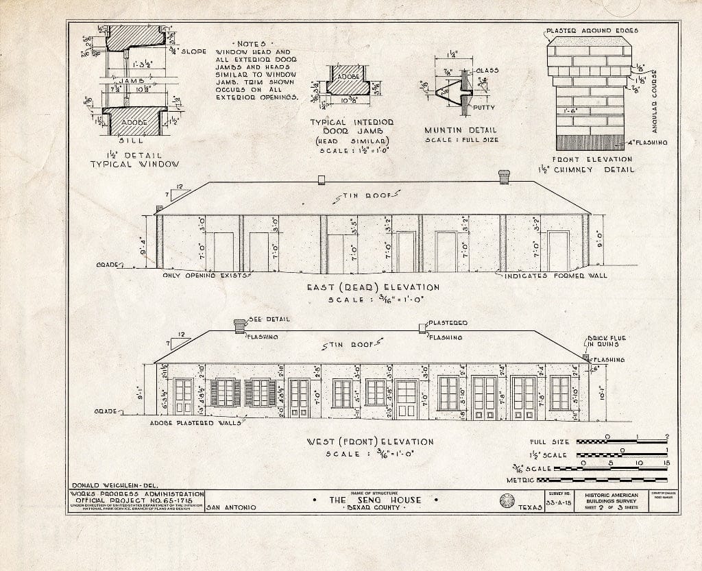 Blueprint HABS TEX,15-SANT,5- (Sheet 2 of 3) - Magnus Seng House, San Antonio, Bexar County, TX