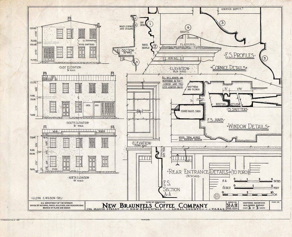 Blueprint HABS TEX,46-NEBRA,2- (Sheet 3 of 3) - Friederich Homann Saddlery & Residence, 136 Seguin Street, New Braunfels, Comal County, TX
