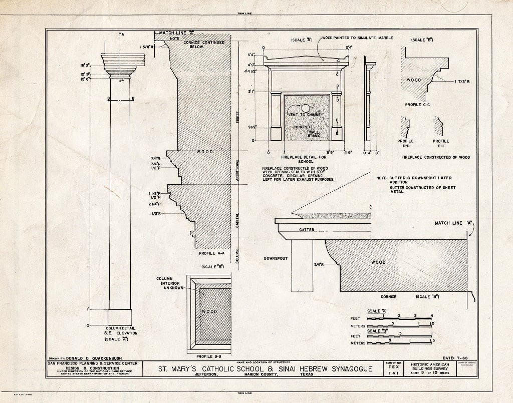 Blueprint HABS TEX,158-JEF,14- (Sheet 9 of 10) - St. Mary's Catholic School-Sinai Hebrew Synagogue, 209 North Henderson Street, Jefferson, Marion County, TX
