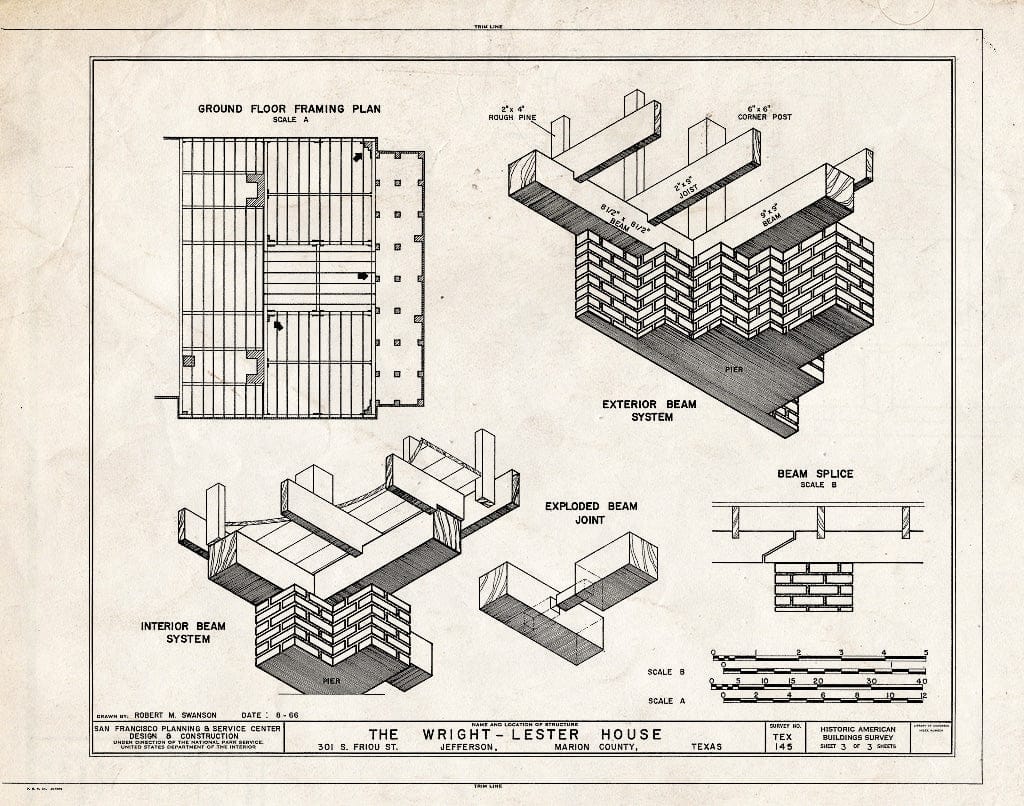 Blueprint HABS TEX,158-JEF,18- (Sheet 3 of 3) - Wright-Lester House, 301 South Friou Street, Jefferson, Marion County, TX