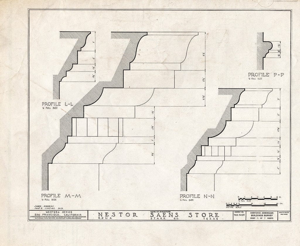 Blueprint HABS TEX,214-ROMA,1- (Sheet 5 of 7) - Nextor Saens Store, Hidalgo Street & Juarez Alley, Roma Creek, Starr County, TX