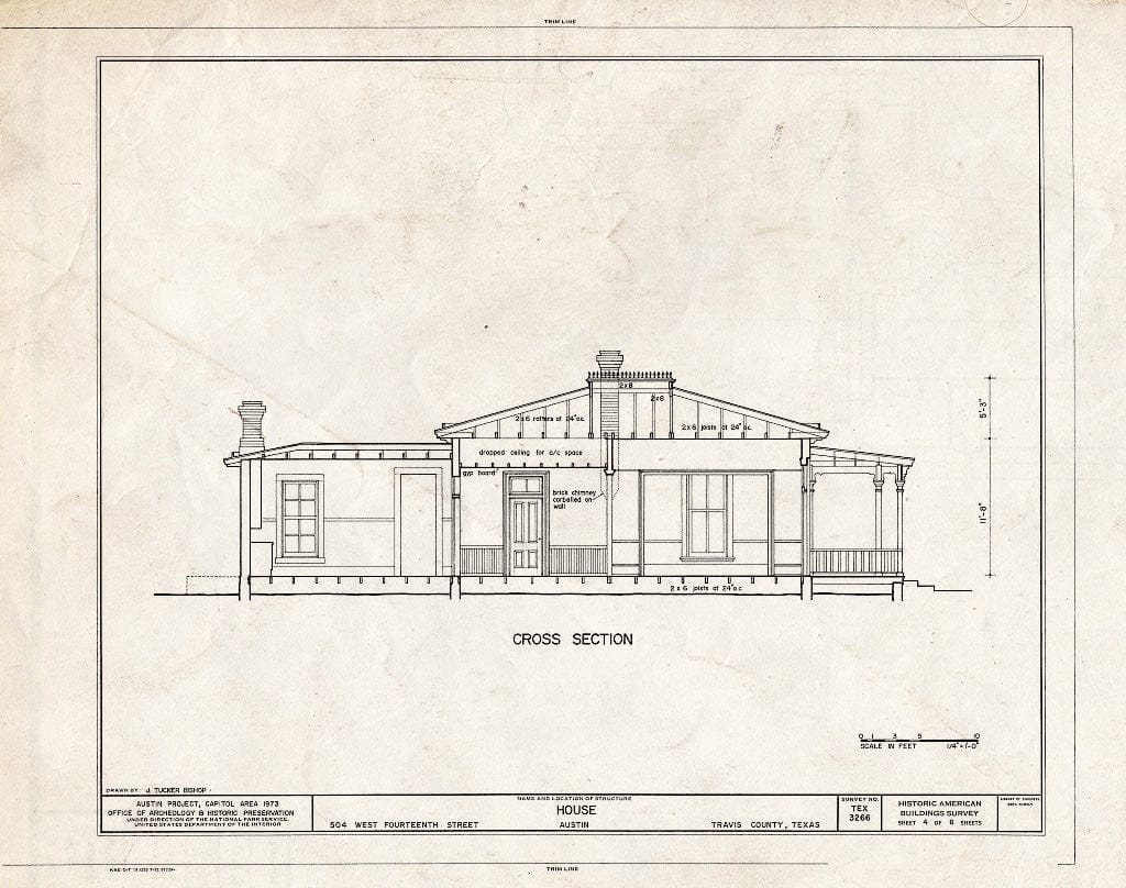 Blueprint HABS TEX,227-AUST,14- (Sheet 4 of 6) - 504 West Fourteenth Street (House), Austin, Travis County, TX