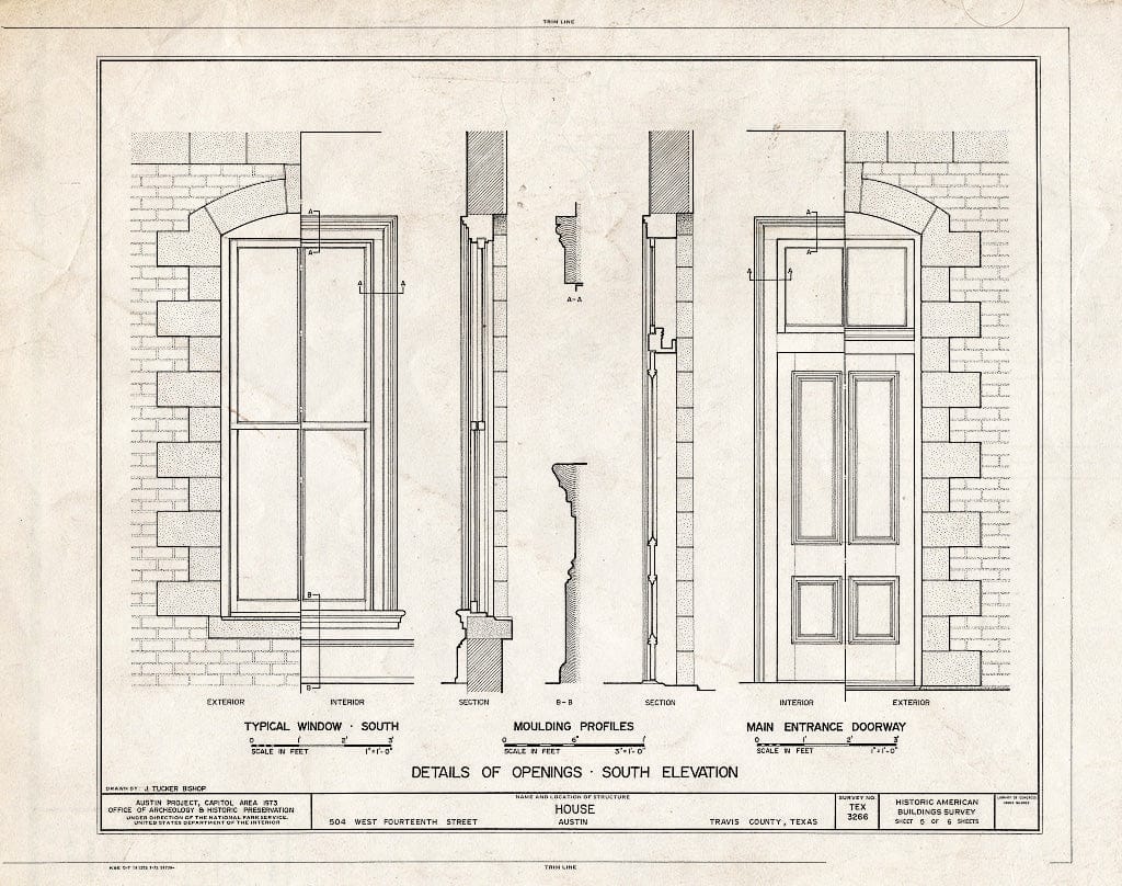 Blueprint HABS TEX,227-AUST,14- (Sheet 5 of 6) - 504 West Fourteenth Street (House), Austin, Travis County, TX