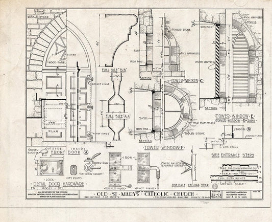 Blueprint HABS TEX 86-FREBU.-5- (Sheet 4 of 4) - Old St. Mary's Catholic Church, San Antonio Street, Fredericksburg, Gillespie County, TX