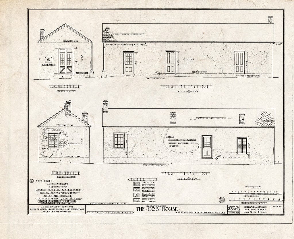 Blueprint HABS TEX,15-SANT,4- (Sheet 2 of 2) - Cos House, 513 Paseo de la Villita, San Antonio, Bexar County, TX