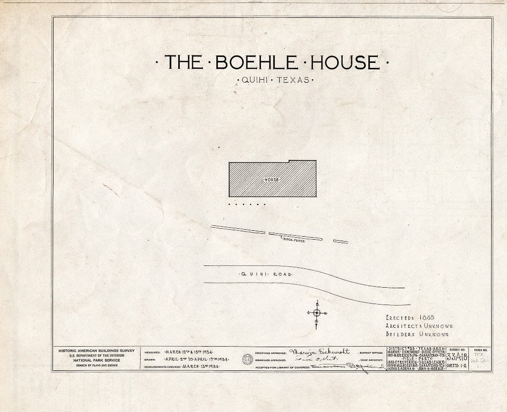 Blueprint HABS TEX,163-QUI,1- (Sheet 0 of 2) - Louis Boehle House, Quihi Road, Quihi, Medina County, TX