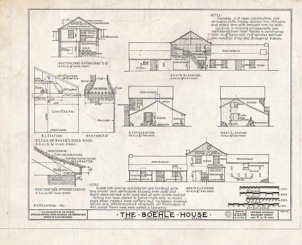 Blueprint HABS TEX,163-QUI,1- (Sheet 2 of 2) - Louis Boehle House, Quihi Road, Quihi, Medina County, TX