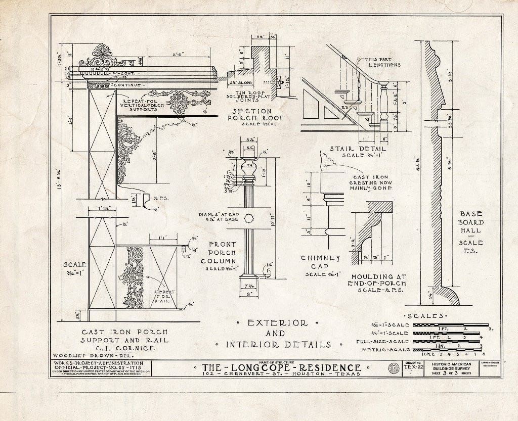 Blueprint HABS TEX,101-HOUT,3- (Sheet 3 of 3) - E. Longcope House, 102 Chenevert Street, Houston, Harris County, TX
