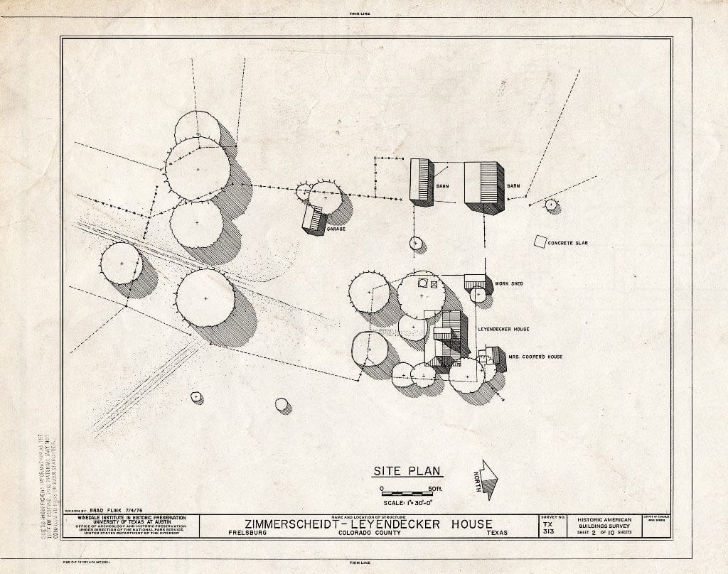 Blueprint HABS TEX,45-FREBU,1- (Sheet 2 of 10) - Zimmerscheidt-Leyendecker House, Frelsburg, Colorado County, TX