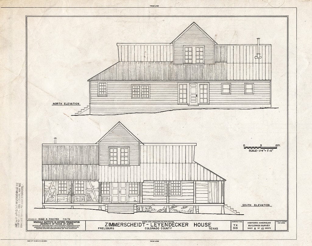 Blueprint HABS TEX,45-FREBU,1- (Sheet 6 of 10) - Zimmerscheidt-Leyendecker House, Frelsburg, Colorado County, TX