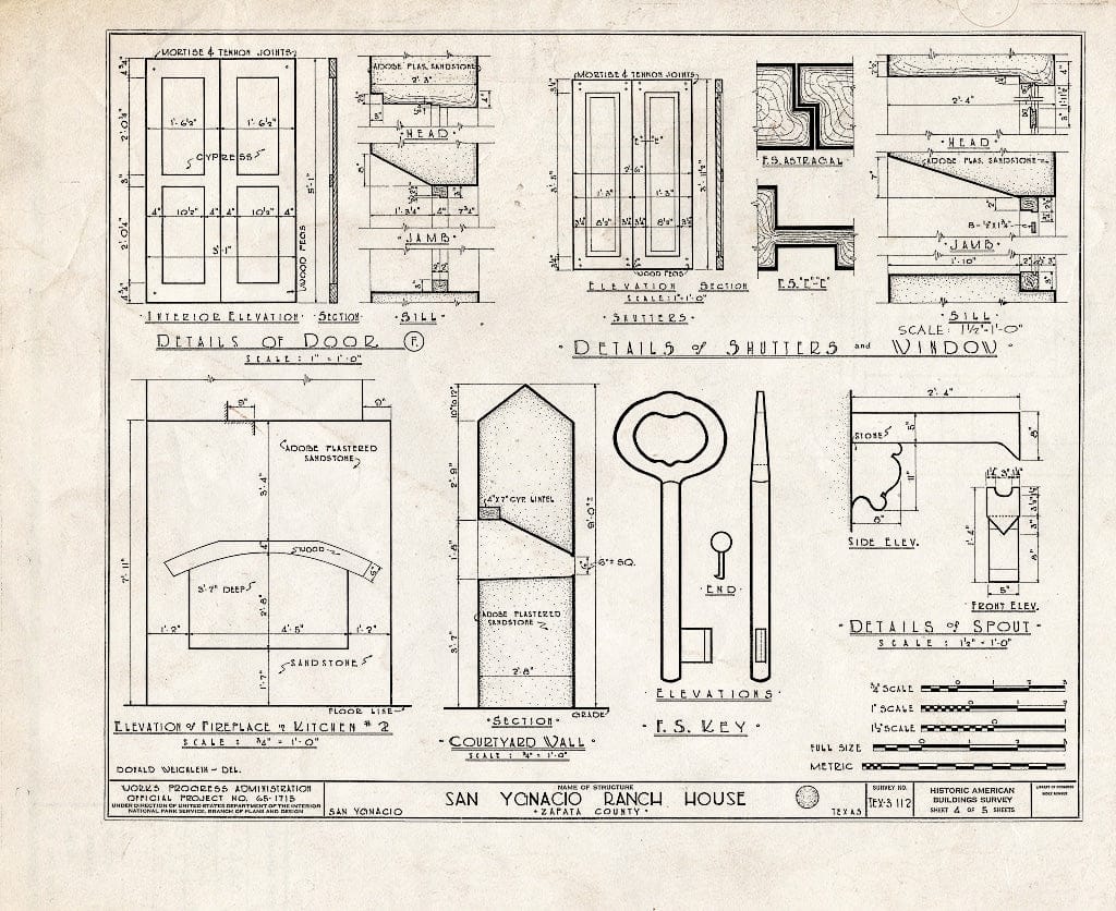Blueprint HABS TEX,253-SANYG,1- (Sheet 4 of 5) - San Ygnacio Ranch Buildings, Uribe & Trevino Streets, San Ygnacio, Zapata County, TX