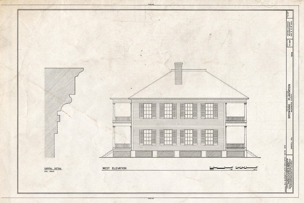 Blueprint HABS TEX,239-CHAP,2- (Sheet 6 of 10) - Colonel William W. Browning House, Farm Roads 1155 & 1371, Chappell Hill, Washington County, TX