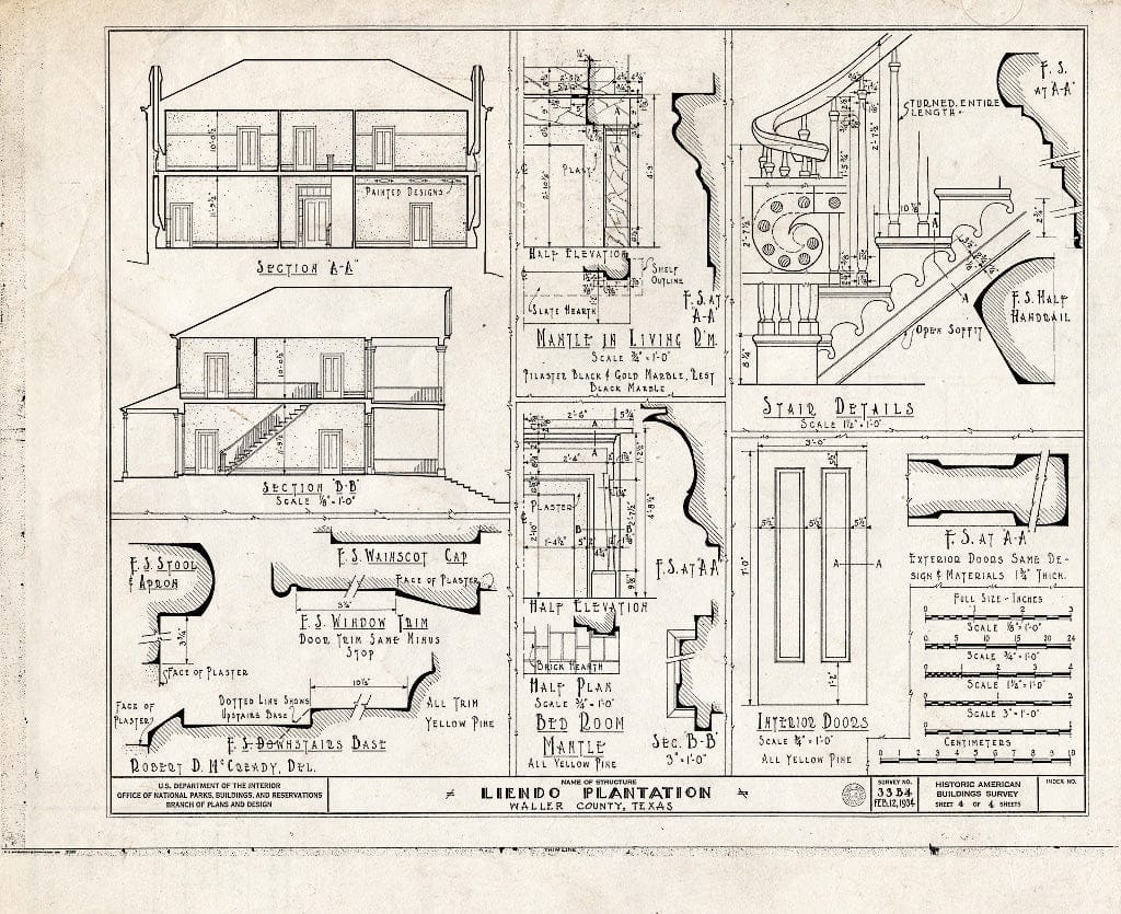 Blueprint HABS TEX,239-HEMP.V,1- (Sheet 4 of 5) - Liendo, Farm Road 1488 & Wyatt Chapel Road Vicinity, Hempstead, Waller County, TX