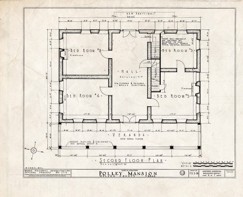 Blueprint HABS TEX,247-SUSPR.V,1- (Sheet 2 of 7) - Whitehall, Farm Road 539, Sutherland Springs, Wilson County, TX