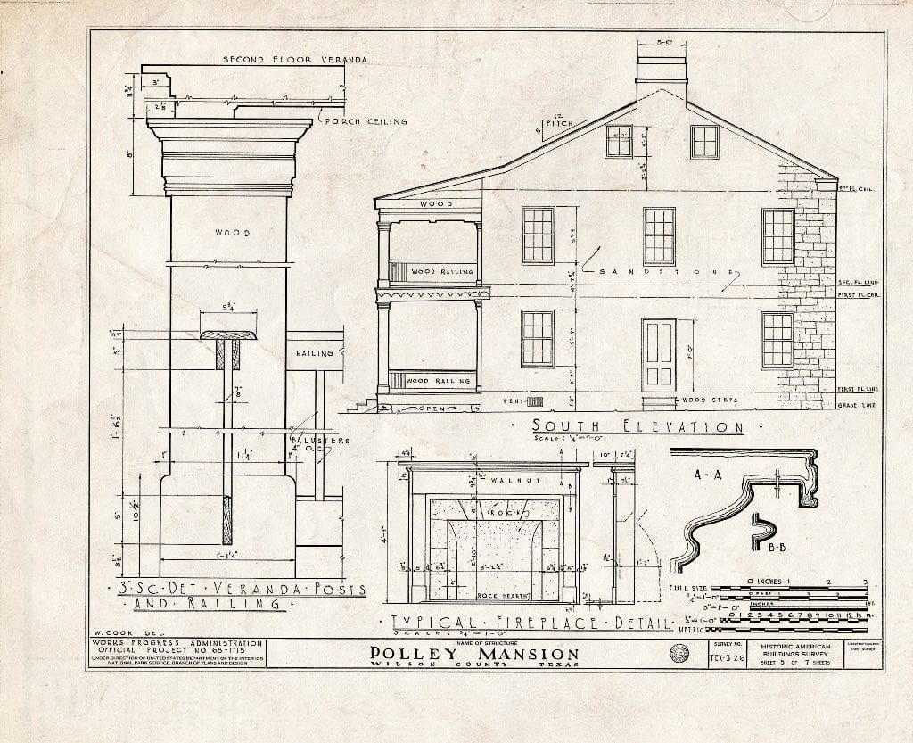 Blueprint HABS TEX,247-SUSPR.V,1- (Sheet 5 of 7) - Whitehall, Farm Road 539, Sutherland Springs, Wilson County, TX