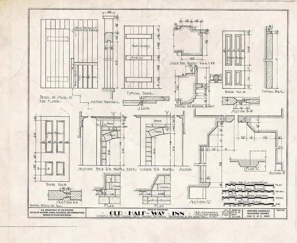 Blueprint HABS TEX,174-CHIR,1- (Sheet 4 of 4) - Old Half-Way Inn, West of Chireno on Texas Route 21, Chireno, Nacogdoches County, TX