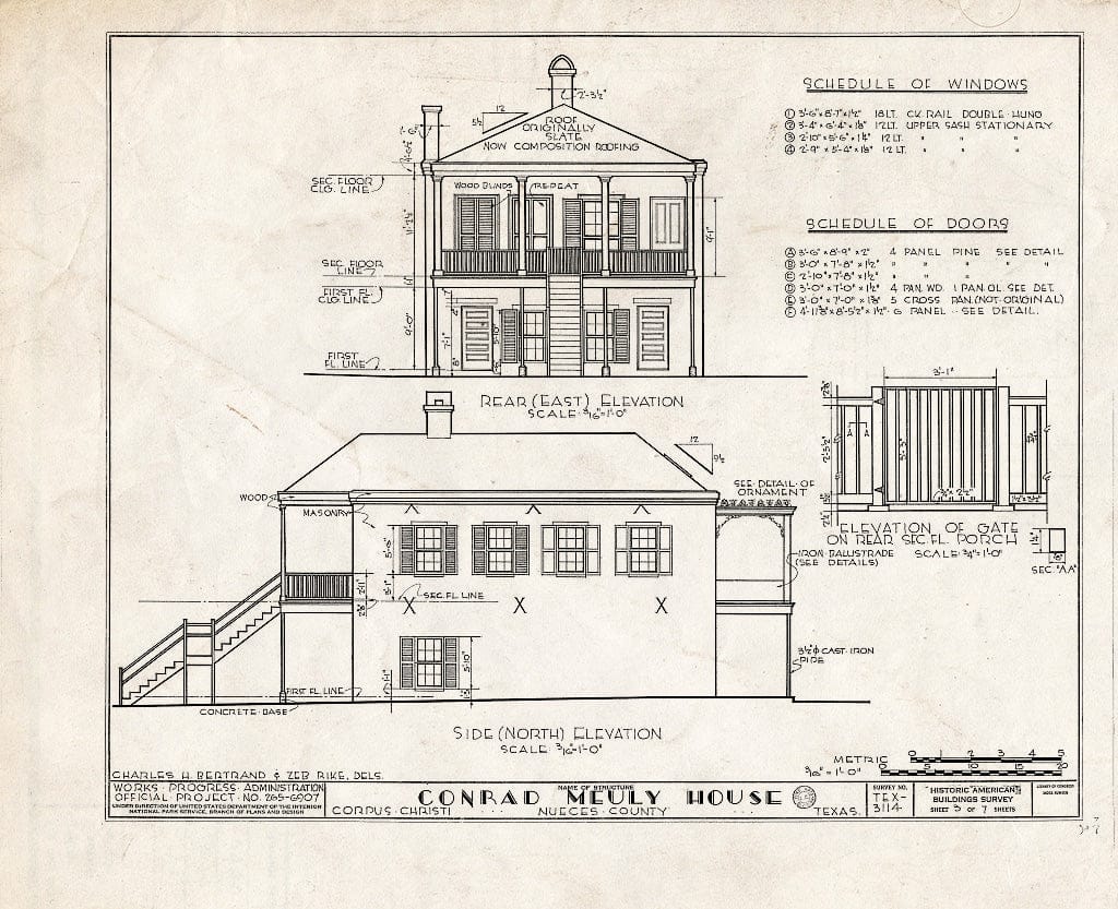 Blueprint HABS TEX,178-CORP,1- (Sheet 3 of 7) - Conrad Meuly House & Store, 210 Chaparral Street, Corpus Christi, Nueces County, TX