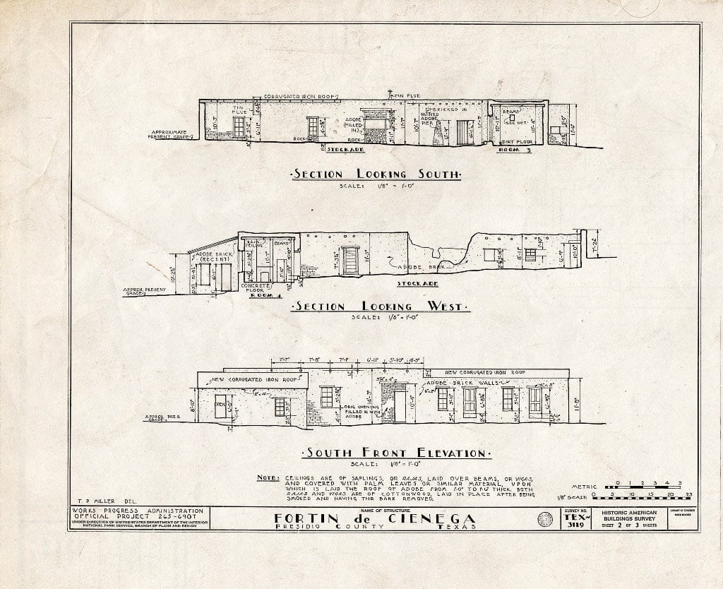 Blueprint HABS TEX,189-SHAF.V,2- (Sheet 2 of 3) - Fortin de Cienega, Cienega Creek, Shafter, Presidio County, TX