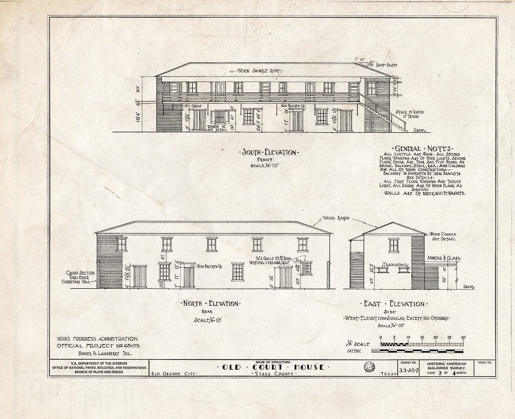 Blueprint HABS TEX,214-RIGCI,1- (Sheet 2 of 4) - Old Courthouse, Water Street at Texas Avenue, Rio Grande City, Starr County, TX