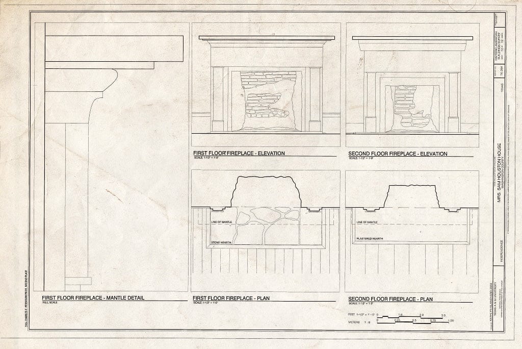 Blueprint HABS TEX,239-INDEP,8- (Sheet 12 of 12) - Mrs. Sam Houston House, Farm Road 390, Independence, Washington County, TX