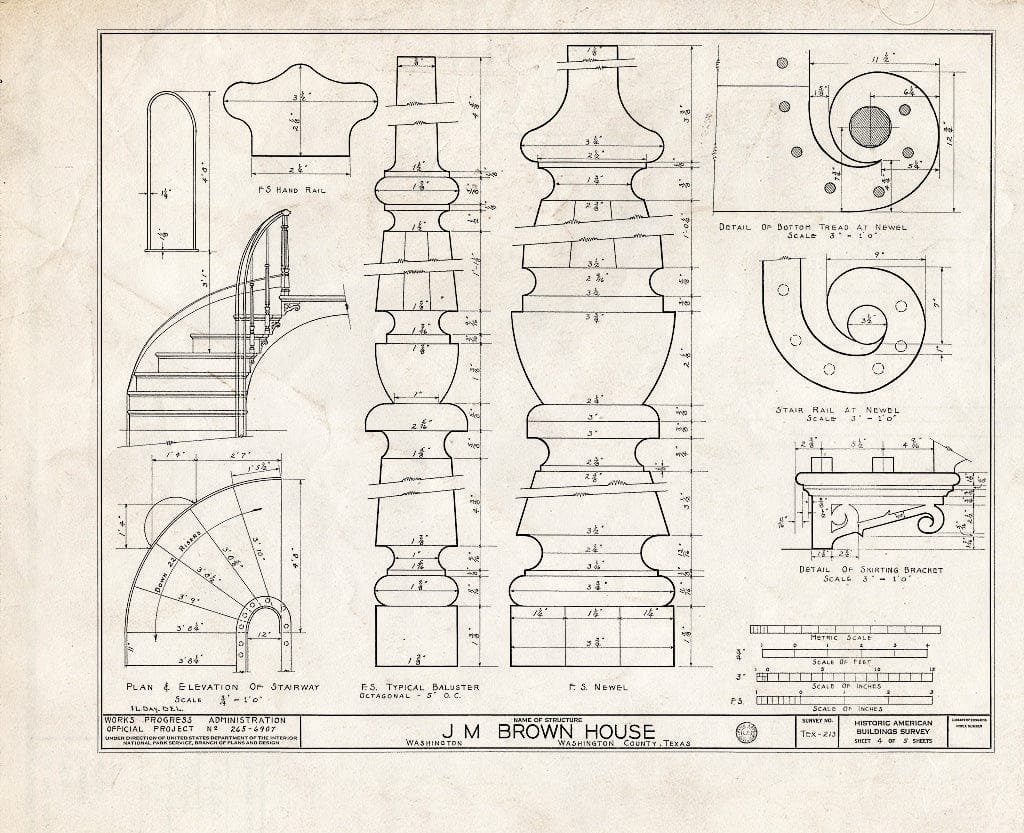 Blueprint HABS TEX,239-WASH.V,1- (Sheet 4 of 5) - John M. Brown House, Farm Road 912, Washington, Washington County, TX