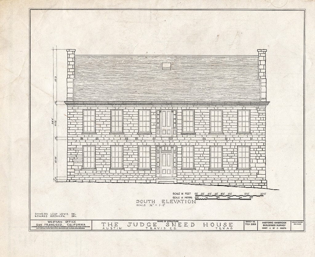 Blueprint HABS TEX,227-AUSTIN.V,1- (Sheet 4 of 8) - Judge Sebron G. Sneed House, Route I-35 & Bluff Springs Road, Austin, Travis County, TX