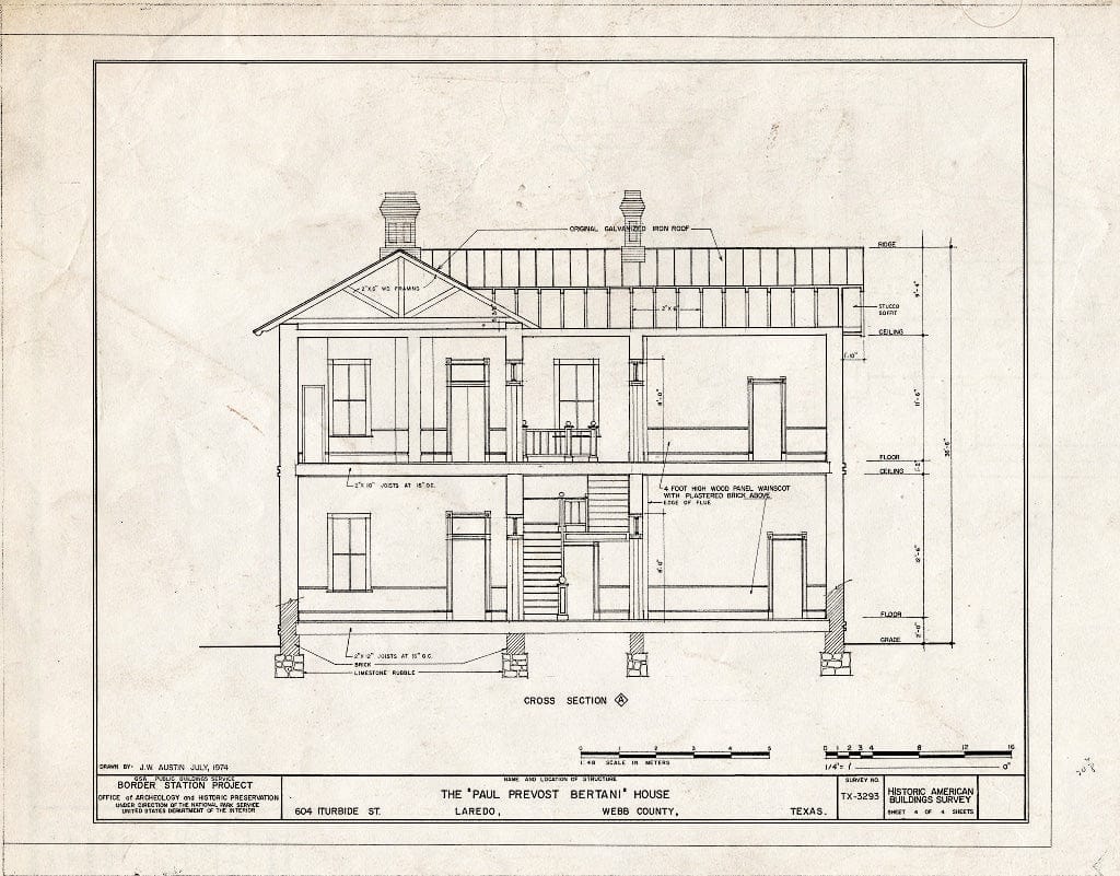 Blueprint HABS TEX,240-LARD,2- (Sheet 4 of 4) - Paul Prevost Bertani House, 604 Iturbide Street, Laredo, Webb County, TX