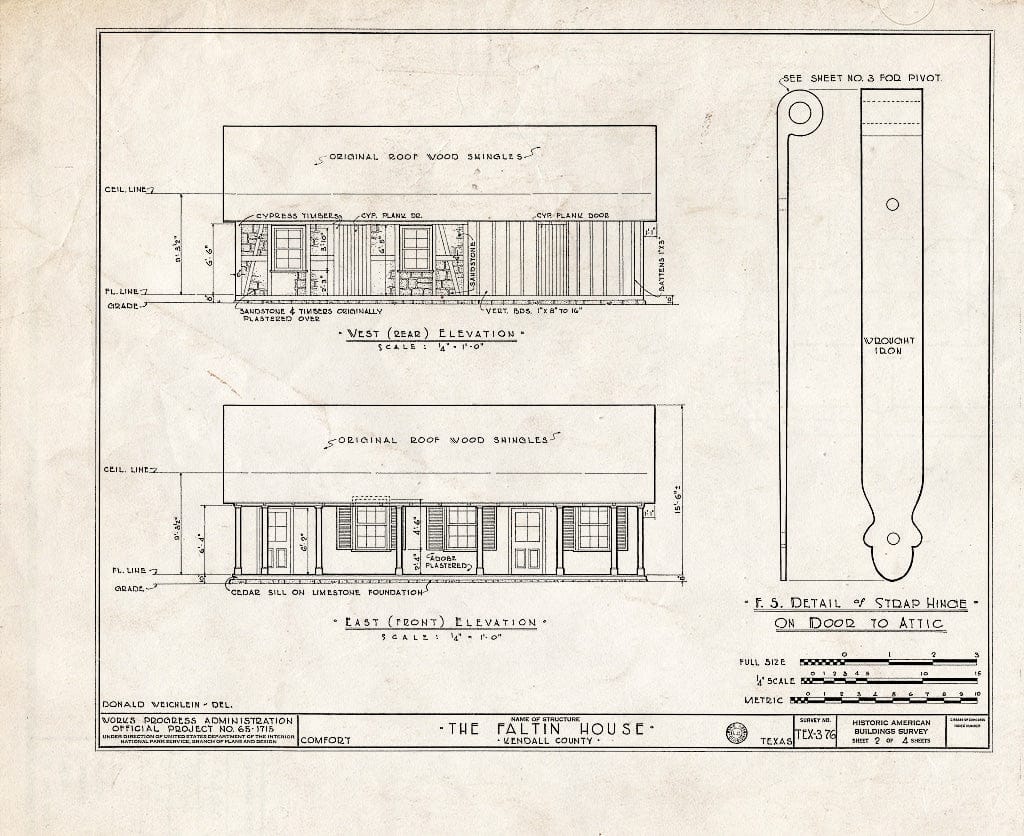 Blueprint HABS TEX,130-COMF,1- (Sheet 2 of 4) - Faltin House, Seventh Street, Comfort, Kendall County, TX