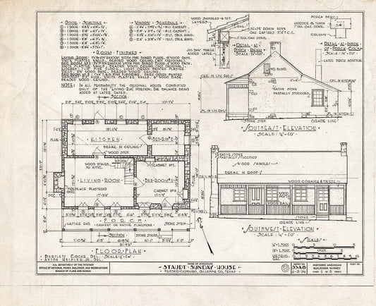 Blueprint HABS TEX,86-FREBU,2- (Sheet 1 of 2) - Sunday Staudt House, 512 West Creek Street, Fredericksburg, Gillespie County, TX