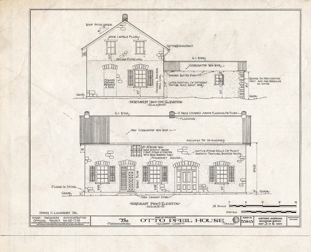 Blueprint HABS TEX,86-FREBU,4- (Sheet 3 of 6) - Pfeil House, 125 West San Antonio Street, Fredericksburg, Gillespie County, TX