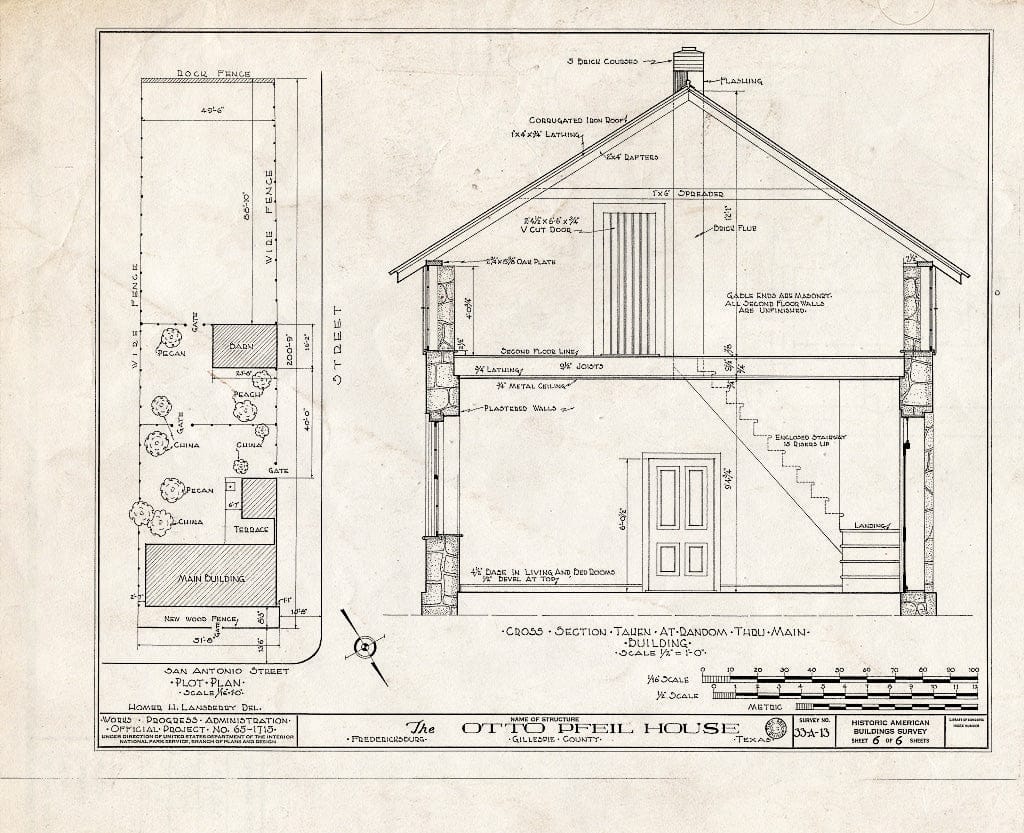 Blueprint HABS TEX,86-FREBU,4- (Sheet 6 of 6) - Pfeil House, 125 West San Antonio Street, Fredericksburg, Gillespie County, TX