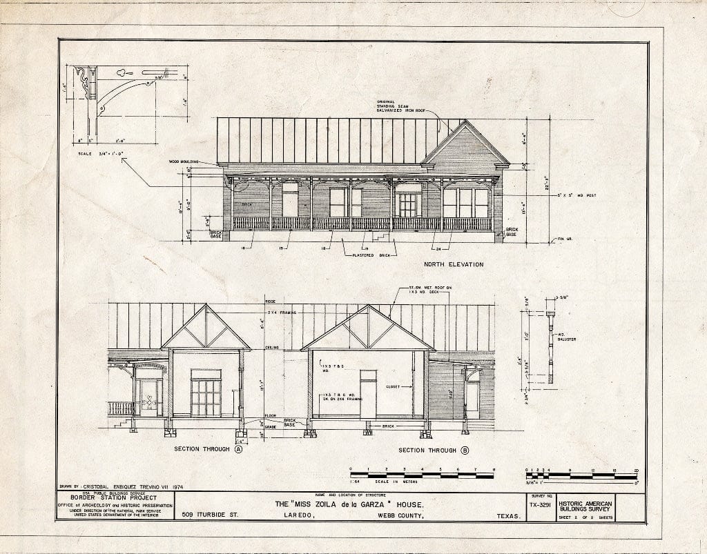 Blueprint HABS TEX,240-LARD,5- (Sheet 2 of 2) - Zoila de la Garza House, 509 Iturbide Street, Laredo, Webb County, TX