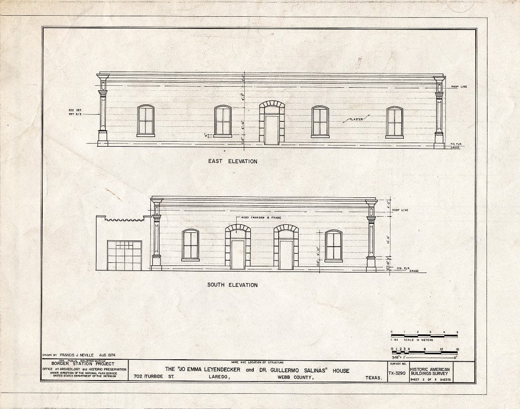Blueprint HABS TEX,240-LARD,1- (Sheet 2 of 3) - Jo Emma Leyendecker & Dr. Guillermo Salinas House, 702 Iturbide Street, Laredo, Webb County, TX