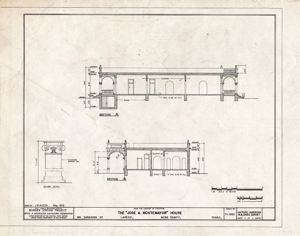 Blueprint HABS TEX,240-LARD,3- (Sheet 5 of 5) - Jose A. Montemayor House, 601 Zaragosa Street, Laredo, Webb County, TX