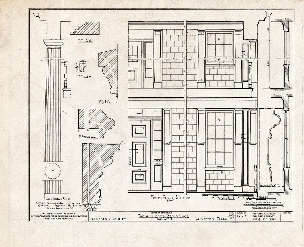 Blueprint HABS TEX,84-GALV,2- (Sheet 4 of 4) - Turner Hall, 2015 Avenue I, Galveston, Galveston County, TX