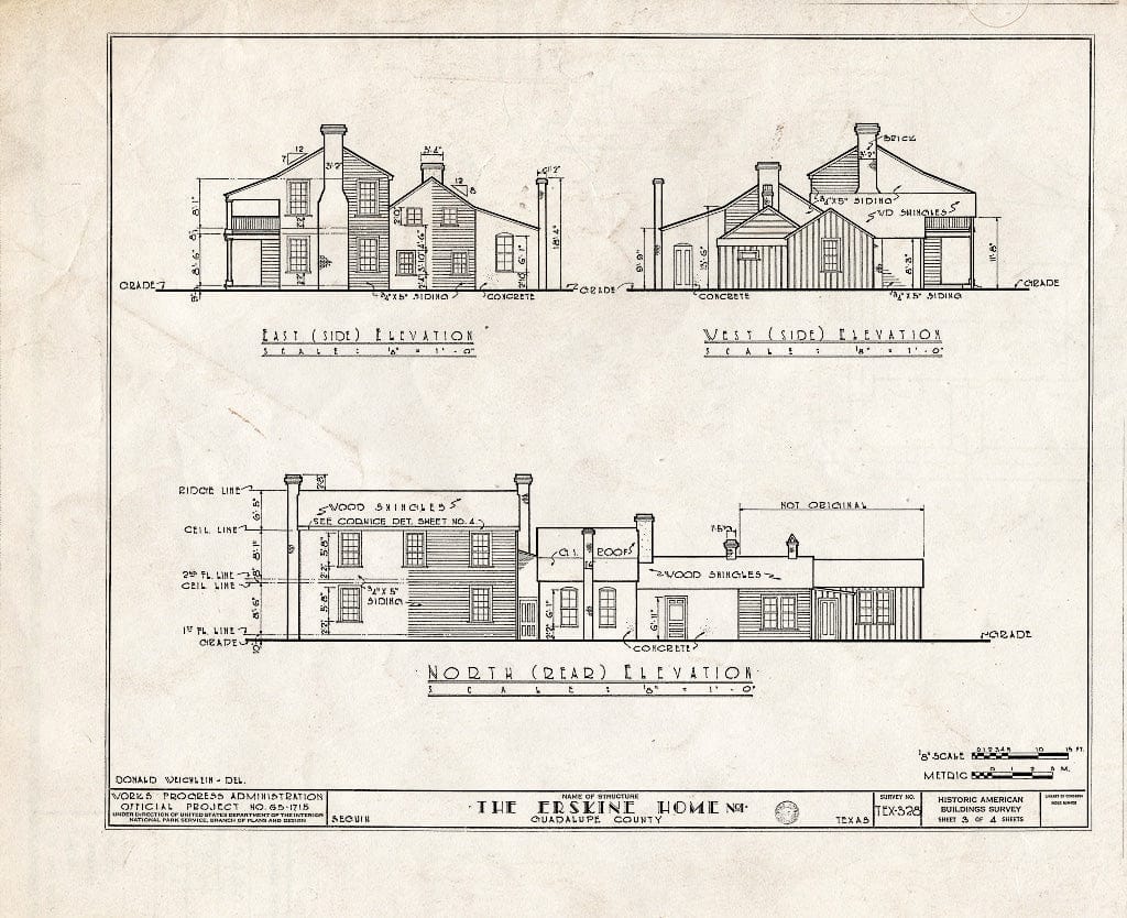 Blueprint HABS TEX,94-SEGUI,3- (Sheet 3 of 4) - Humphrey-Erskine House, 902 North Austin Street, Seguin, Guadalupe County, TX