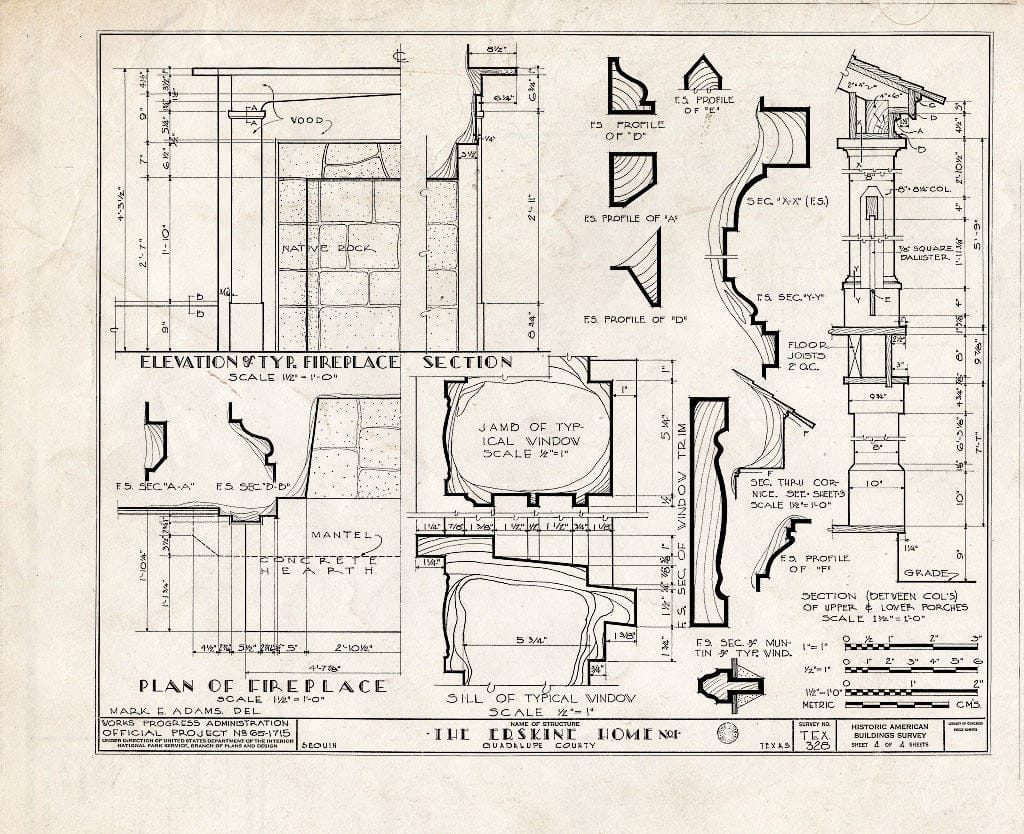 Blueprint HABS TEX,94-SEGUI,3- (Sheet 4 of 4) - Humphrey-Erskine House, 902 North Austin Street, Seguin, Guadalupe County, TX