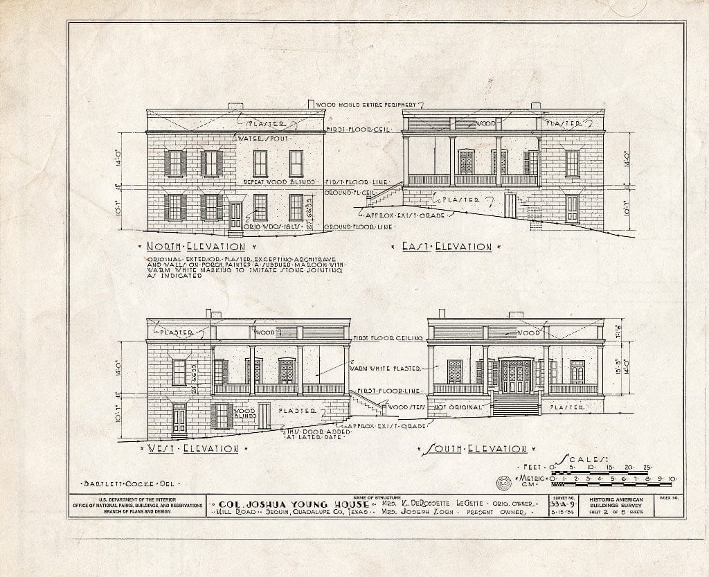 Blueprint HABS TEX,94-SEGUI,1- (Sheet 2 of 5) - Colonel Joshua Young House, 704 Mill Avenue, Seguin, Guadalupe County, TX