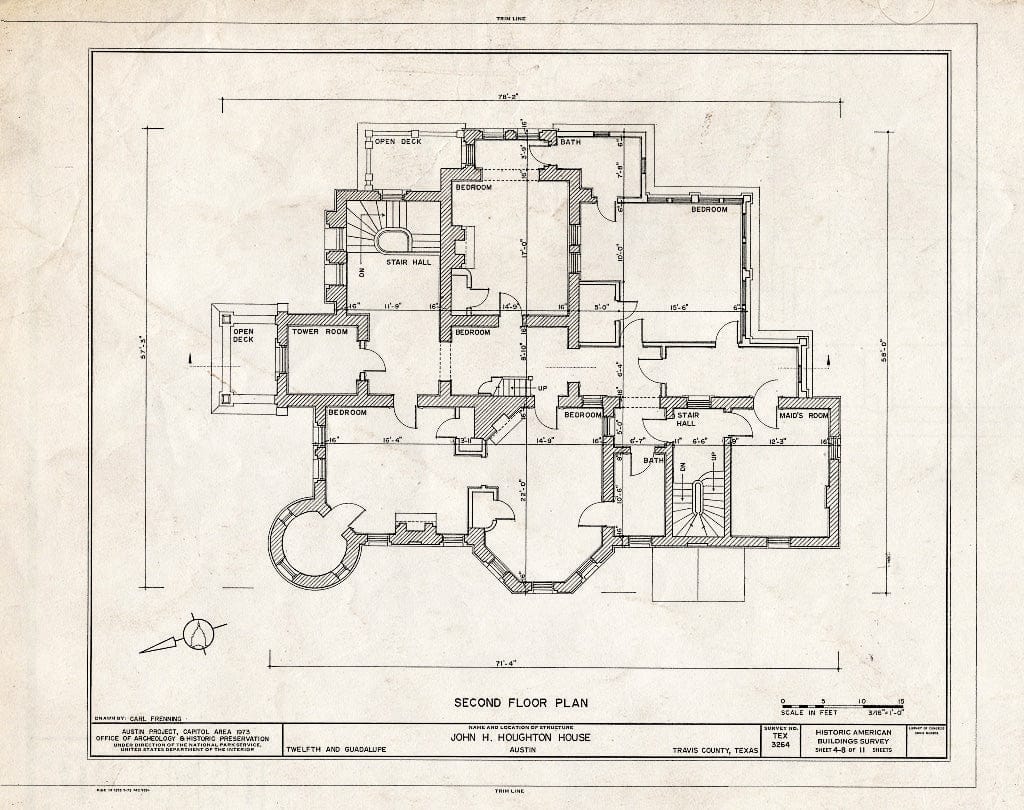 Blueprint HABS TEX,227-AUST,16- (Sheet 4 of 8) - John H. Houghton House, 307 West Twelfth Street, Austin, Travis County, TX
