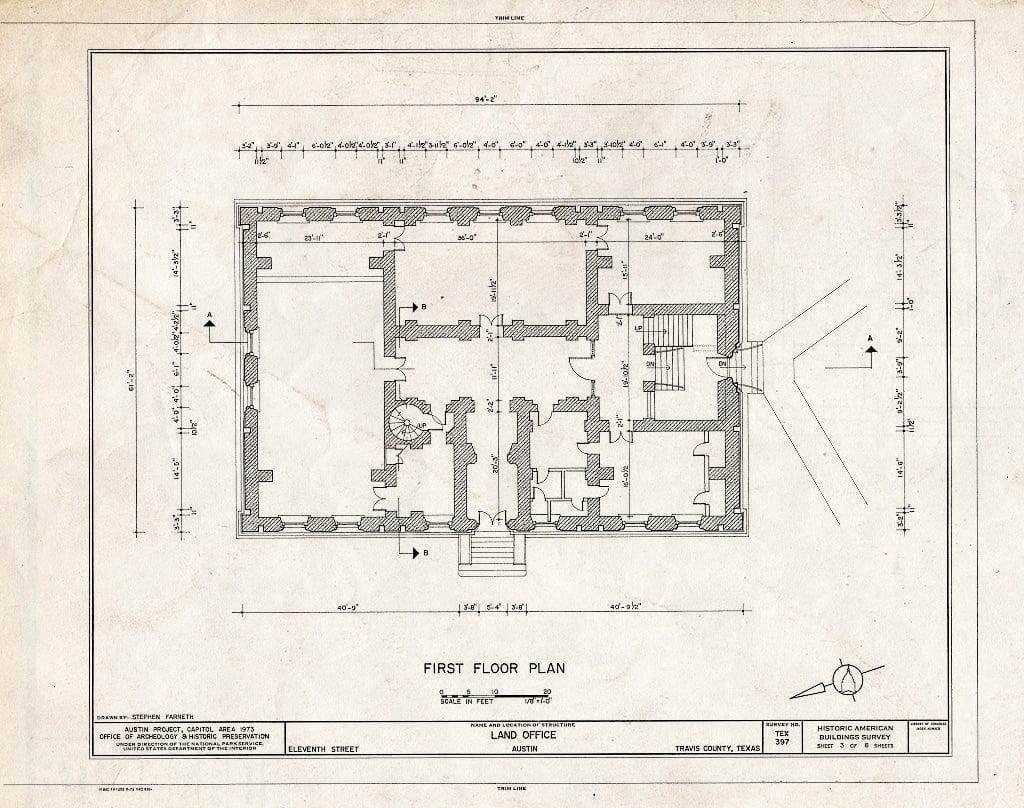 Blueprint HABS TEX,227-AUST,6- (Sheet 3 of 8) - Land Office, 108 East Eleventh Street, Austin, Travis County, TX