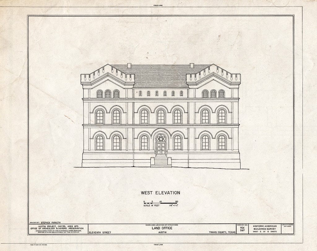 Blueprint HABS TEX,227-AUST,6- (Sheet 5 of 8) - Land Office, 108 East Eleventh Street, Austin, Travis County, TX